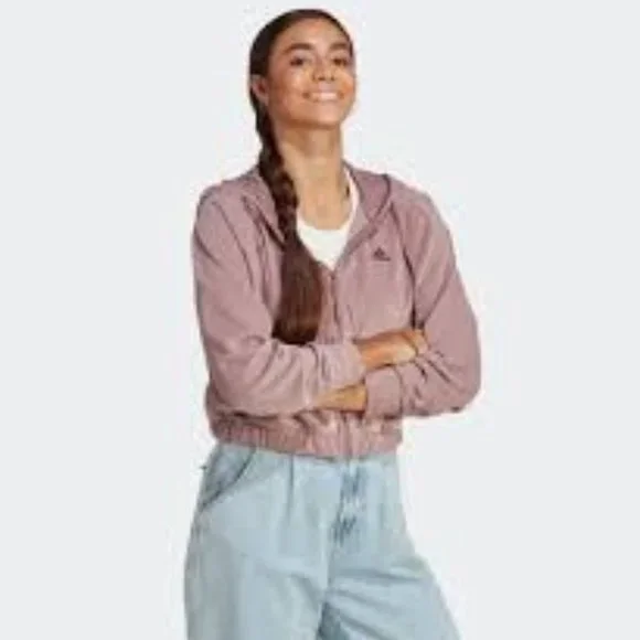 Brand New Women's Adidas Training Hyperglam cropped velour hoodie - Picture 11 of 16